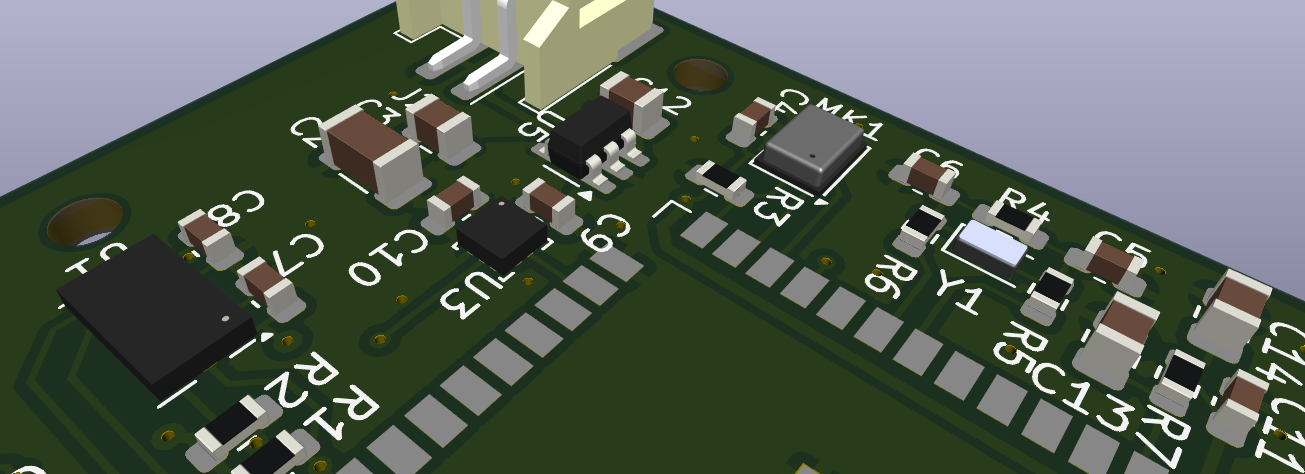 Close-up render of an Octopus prototype board